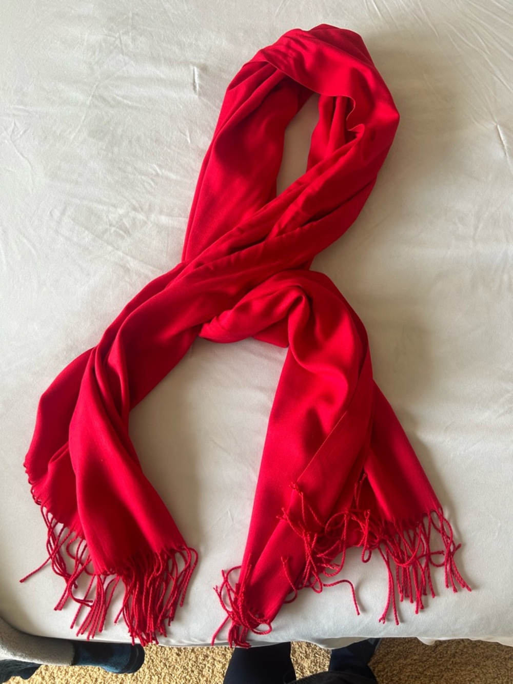 women’s red scarf